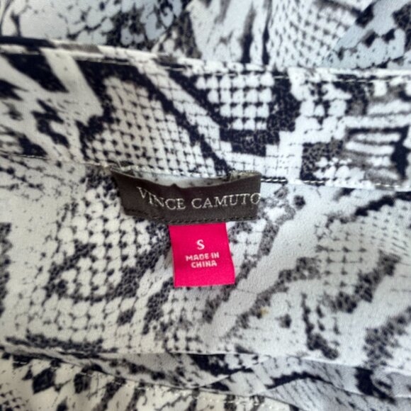 Vince Camuto Womens Snakeskin Print Ruffle Sleeve Blouse Top Small Black/White - Picture 3 of 7